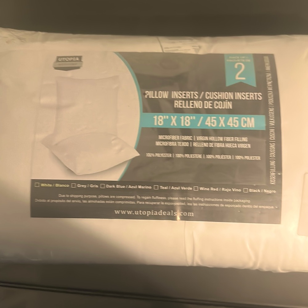 2 pillow inserts/cushion inserts 18x18/45x45cm
